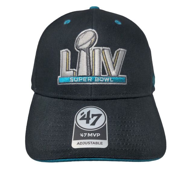 '47 Brand MVP Men's Strapback Hat Black OSFA Embroidered Super Bowl LIV - Picture 1 of 9